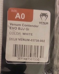 Venum Contender Evo BJJ Gi – White – Size A0 – Lightweight & Durable Brazilian