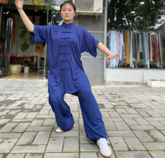 Unisex Summer Cotton Tai chi Uniform Kung fu Martial arts morning exercise Suit