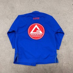 Gracie Barra Equipe GB Jiu Jitsu Gi Jacket Youth Y3 Royal Blue Logo Side Slit