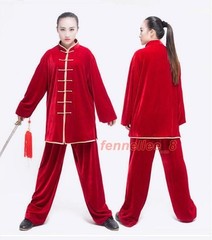 2PC Suit Men’s Velvet Coat Pants Tai Chi Thicken Comfort Classic Stand Collar SZ