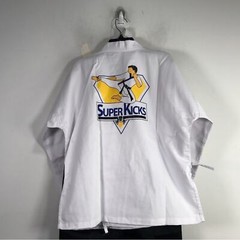 Martial Arts Super Kicks Masters Club Jacket & Belt, Unisex Size 2/160 – White