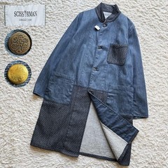 SCISSORMAN Kurashiki Denim Judo Uniform-Style Long Coat With Engraved Buttons