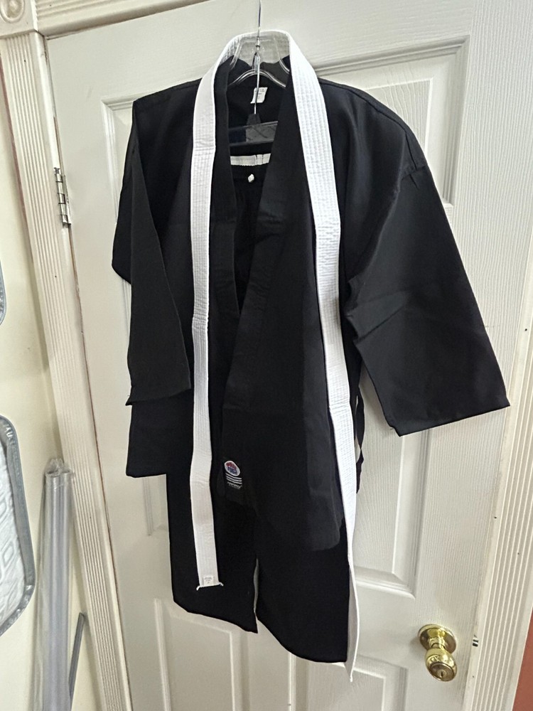 ProForce Martial Arts Karate Uniform Black w/ White Belt – Adult Unisex Size 2