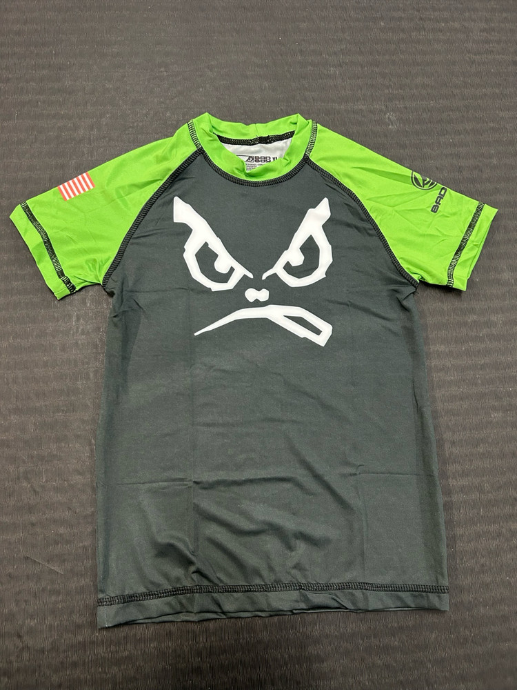 BAD BOY Ranked RASHGUARD Green GI Jiu Jitsu BJJ MMA Youth Teen Brazil READ