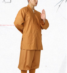 High Quality Casual Suits Buddhist Monk Religion Sets V-Neck Shirt+Pant Uniform
