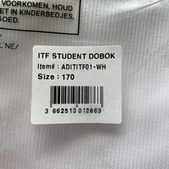 Adidas ITF Taekwondo Student Dobok Uniform White Size 170cm – New