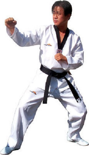 Tiger Claw Taekwondo V-Neck Uniform Adult & Child Gi White with Black Trim