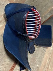 Japanese Kendo Men Mask High Quality Navy Deerskin 1 Bu Hand Stitched