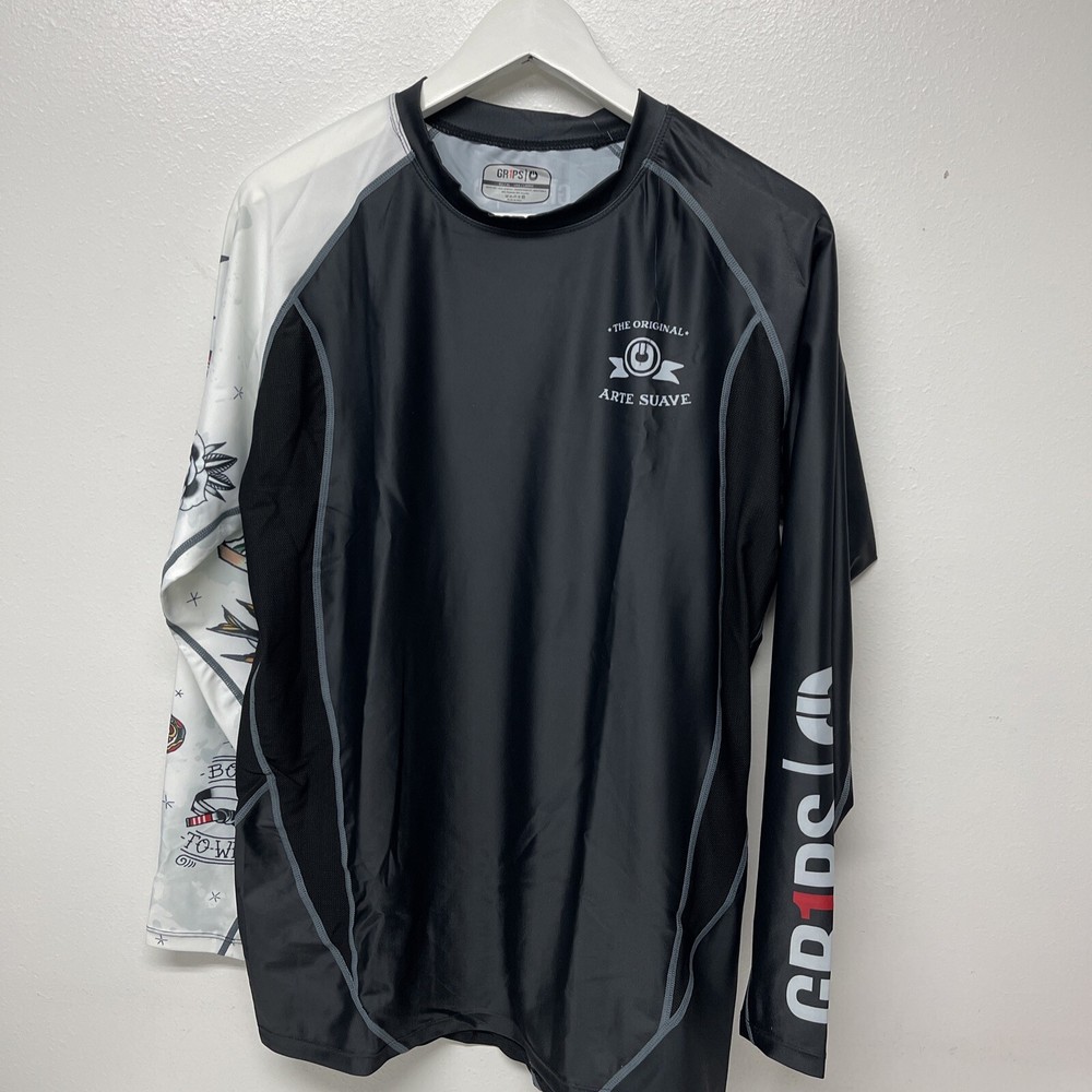 GR1PS Athletics Longsleeve Arte Suave Rashguard XL Black/White New w Tag