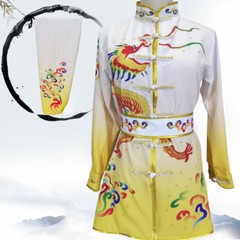 Gradient Martial Arts Uniform Kung Fu Tai Chi Suit Changquan Set Dragon Pattern