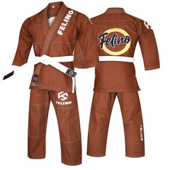 Felino Brown Adult Premium BJJ Gi Uniform Pearl Weave Brazilian Jiu Jitsu Kimono