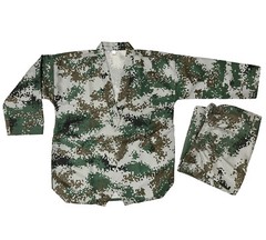 V-Neck Green Digital Camo Taekwondo Karate Gi Uniform Team Demo Martial Arts Set