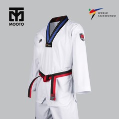 Mooto 2nd Dan Black Belt Kukkiwon Taekowndo Kid Uniform Dobok Gi Blue Stripe