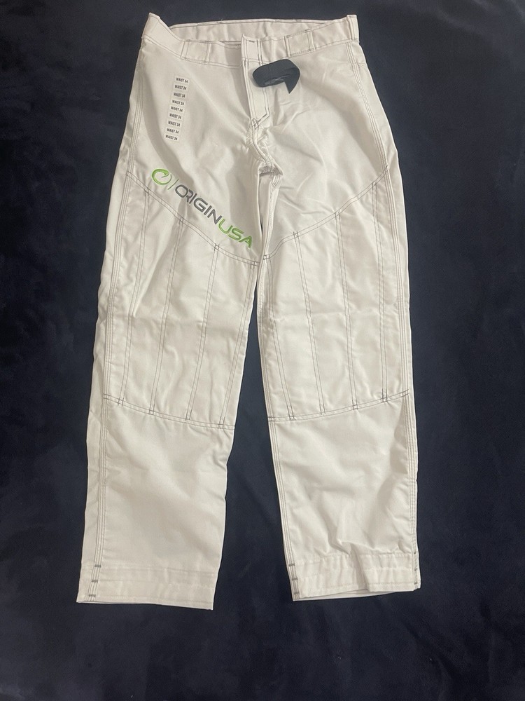 White Origin Adult Unisex Pants With Buckle-Belt. Size 34.