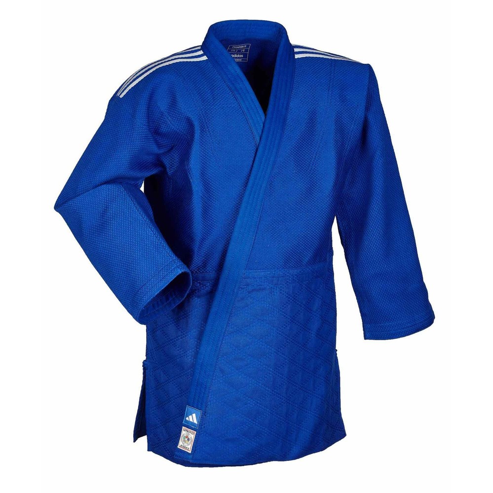 IJF Champion 3 Regular Cut with Stripes Judo Gi by Adidas (White or Blue)