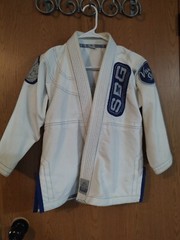SBG Gi Youth Child White Blue Straight Blast Gym Jiujitsu Gym Complete Set C1 C2