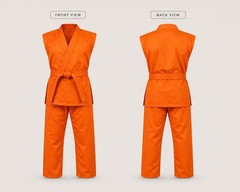 Orange Sleeveless Karate Gi | Lightweight Martial Arts Uniform | With Free belt.