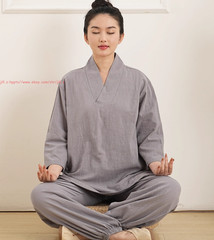 Women Men Meditation Monk uniform Chinese Style Lay Zen Kung Fu Tai Chi Suits