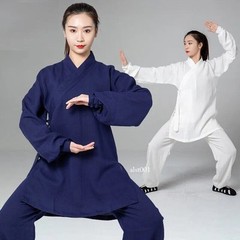 Women Chinese Traditional Cotton Linen Tai Chi Practice Martial Art Uniform Set