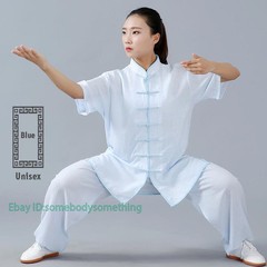 Linen Martial Arts Tai Chi Uniform Kung Fu Wingchun Suit Short Sleeves Outfit