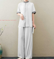 Women Short Sleeves Tai Chi Suit Morning Exercise Uniform Kung Fu Clothes Sets