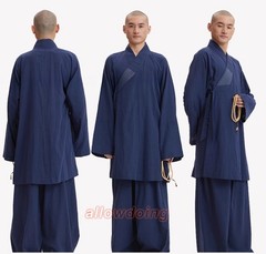 Buddhist Shaolin Monk Robe Full Set Cotton Thin Kung Fu Suit Meditation Uniforms