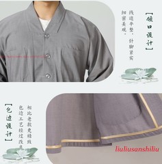 High Quality Casual Suits Buddhist Monk Religion Sets V-Neck Shirt+Pant Uniform