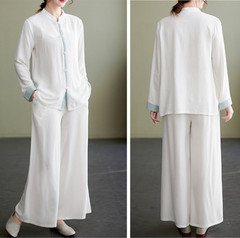Women Tai Chi Suit Kung Fu Morning Exercise Uniform Cotton line martial arts Set
