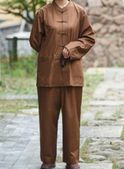 Unisex Shaolin Buddhist Monk Meditation Kung Fu Uniform Cotton Buckle Suit Sets