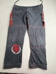Hayabusa Mens Goorudo BJJ Martial Arts Gi Pants A4 Gray Red Training