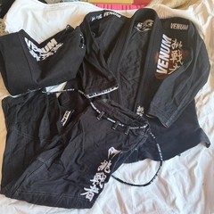 GUC Black Venum BJJ Gi Challenger Ji Jitsu Uniform & Bag (Size A2)