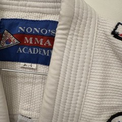 Adult Mens A1 White Jiu Jitsu GI, Top & Bottom #2 Nono’s Academy With White Belt