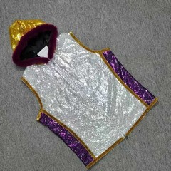 Custom Chain Trim Boxing Fight Robe Set – Sequin Silver Purple Entrance Uniform