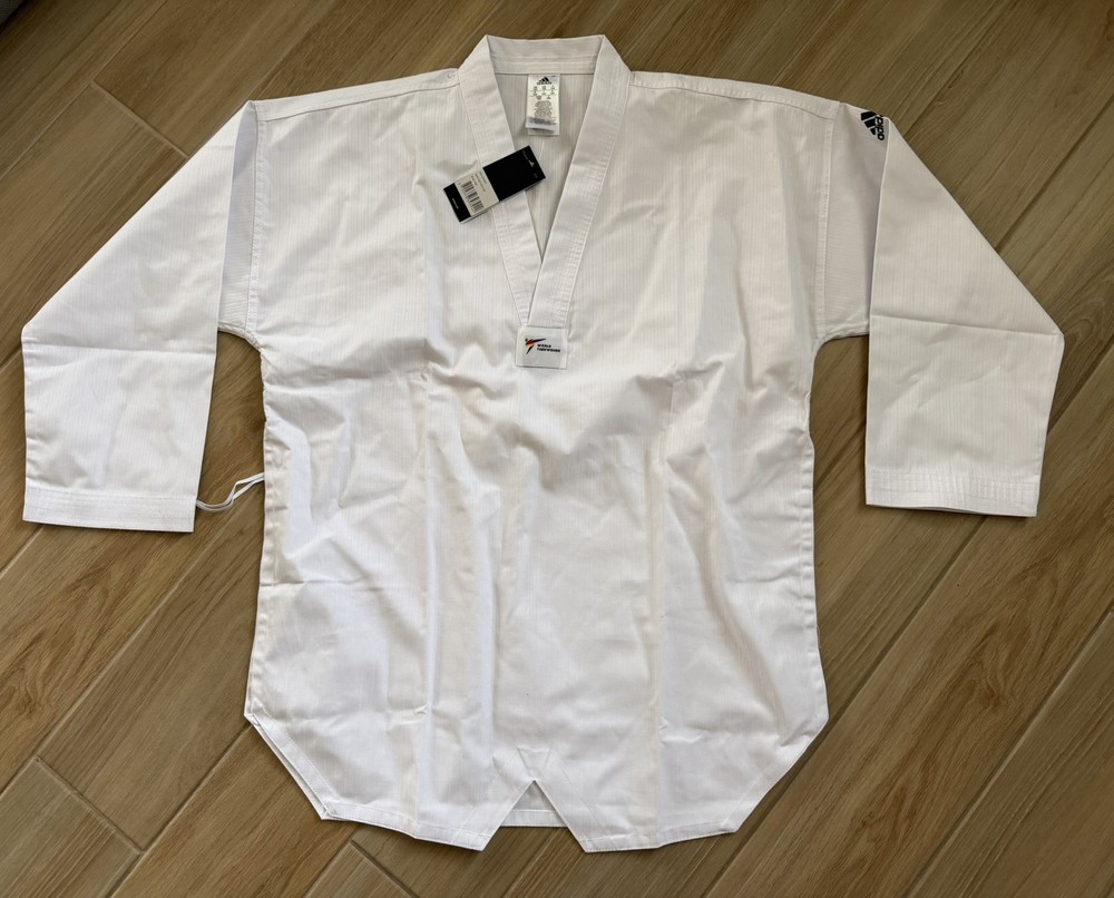 Adidas World Taekwondo Dobok Jacket Top Mens Sz 180 White ADI-Start New w Tags