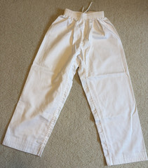 Lot 2 Martial Arts Karate Student Youth Pants Size 2 / 160 -White and Macho blue