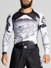 Fuji MMA BJJ Jiu Jitsu Long Sleeve LS Rashguard Rash Guard Sakana Black/White XL