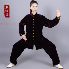 Fall Winter Unisex Tai chi Uniforms Warm Korean velvet Kung fu Martial arts Suit
