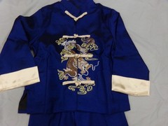Martial Arts Kung Fu Uniform Dark Blue Embroidered Dragon Child Size 6 ~ NEW