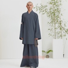 Buddhist Shaolin Monk Robe Full Set Cotton Thin Kung Fu Suit Meditation Uniforms