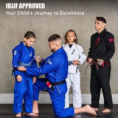 Elite Sports Kids Brazilian Jiu Jitsu Gi Size C2 Blue Preshrunk Fabric Free Belt