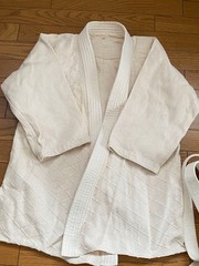 Judo Uniform Set (top And Bottom) In White, With Belt.