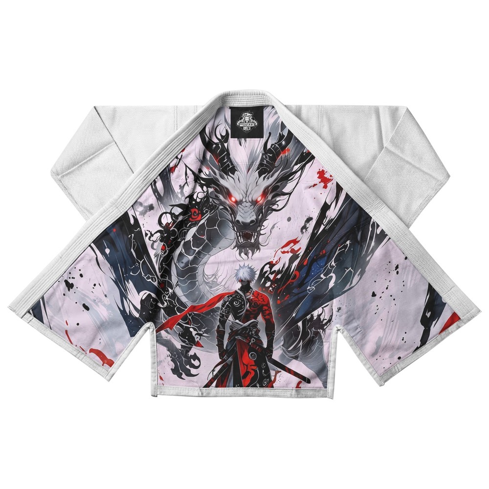 White BJJ Gi Shadow Samurai Inner Lining | Premium Pearl Weave Competition
