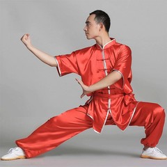 Silk Chinese Kung Fu Taichi Suit Martial Arts Wushu Uniform Dragon Embroidery