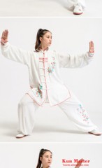 2021 New Style Linen Fabric Women Embroidery Kung Fu Tai Chi Uniform Martial