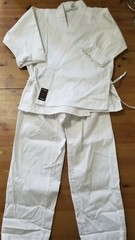Karate Judo White Uniform Set Jacket and Pants Size 1 Extra Yellow Belt NEW