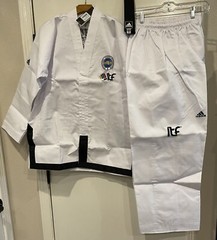 NWT Adidas Taekwondo ITF Black Belt Champion Uniform WH/BK adiTITF02 Sz 180