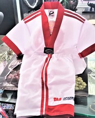 DINAMICS Martial Arts AN’S TAEKWONDO Shirt/SHORT Kids White/RED SET SIZE 000/120