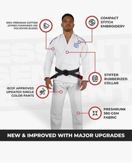 Sanabul Essentials Gi White V2 A3 White Jiu-Jitsu BJJ Gi Set Jacket & Pants