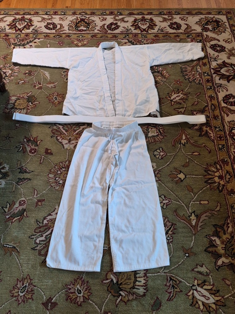 BARELY USED: Century White Martial Arts Uniform W/ Belt, Pants, & Shirt: Size 2
