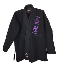 Summo Lone Wolf Premium JIU-JITSU GI TopOnly A1 Black Purple Embroidery Preowned